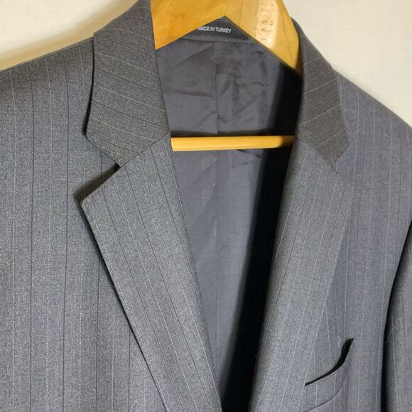 Boss Hugo Boss Gray Pinstripe Wool Super 130 Suit Sport Coat Size 44R - Picture 3 of 16